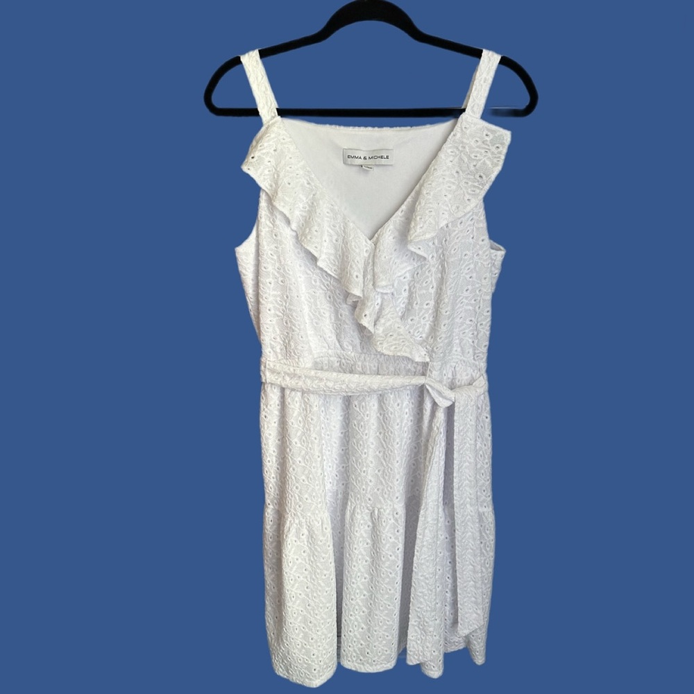 Emma & Michele White Wrap Tie Front Sundress Size L